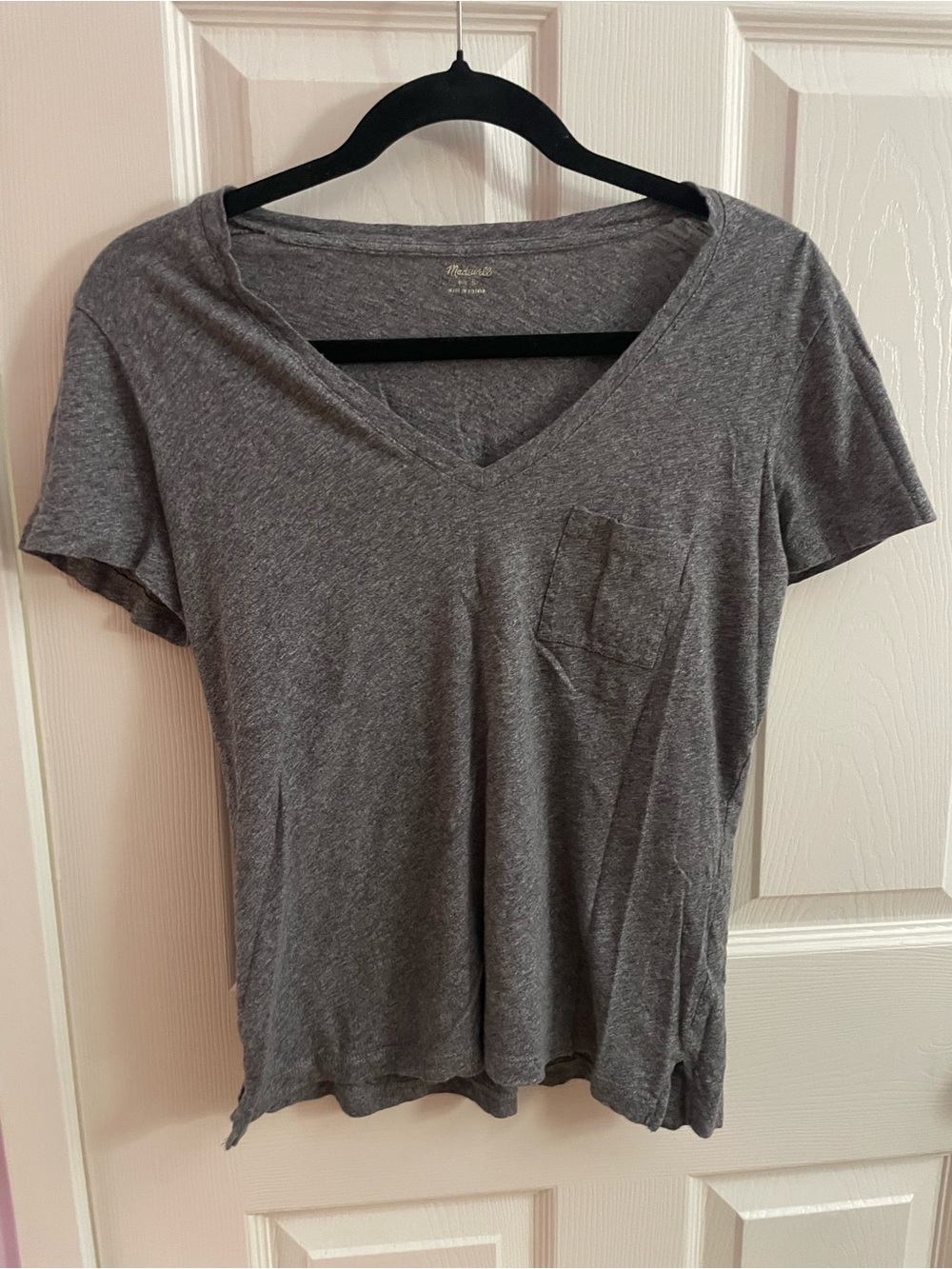 Madewell Heather Gray V-Neck Pocket Tee